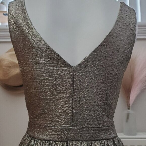 EVENING- One Clothing- Warm Silver-Metallic Skater Pleated Party Dress- Small - Picture 13 of 16